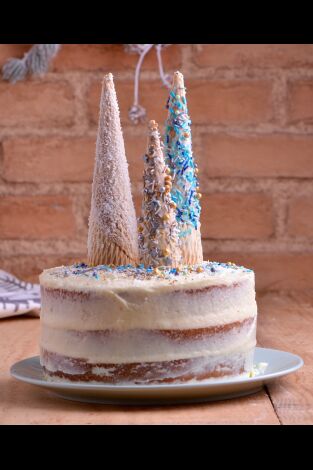 Postres caseros de Navidad. T(T1). Postres caseros... (T1): Naked Cake de chocolate blanco y Almendras de Navidad